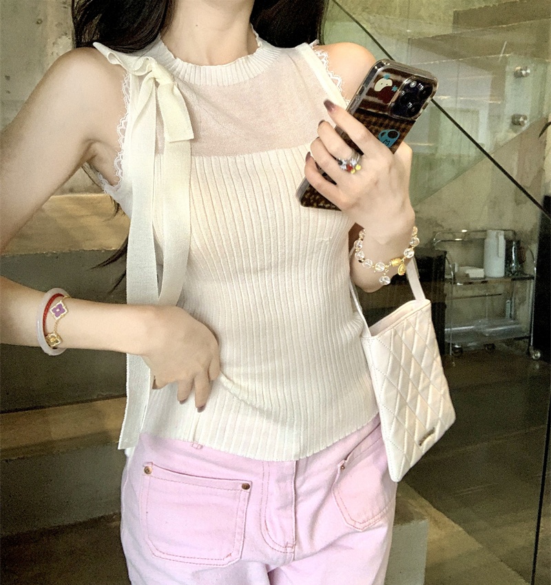 Wears outside France style sleeveless vest enticement slim tops