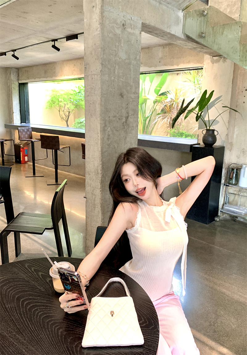 Wears outside France style sleeveless vest enticement slim tops