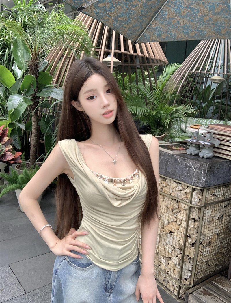 Niche with chest pad tops France style T-shirt