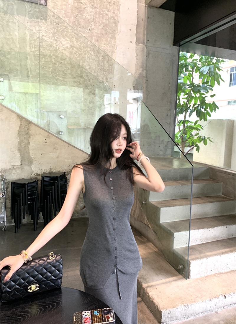 Sleeveless vest summer short skirt 3pcs set for women