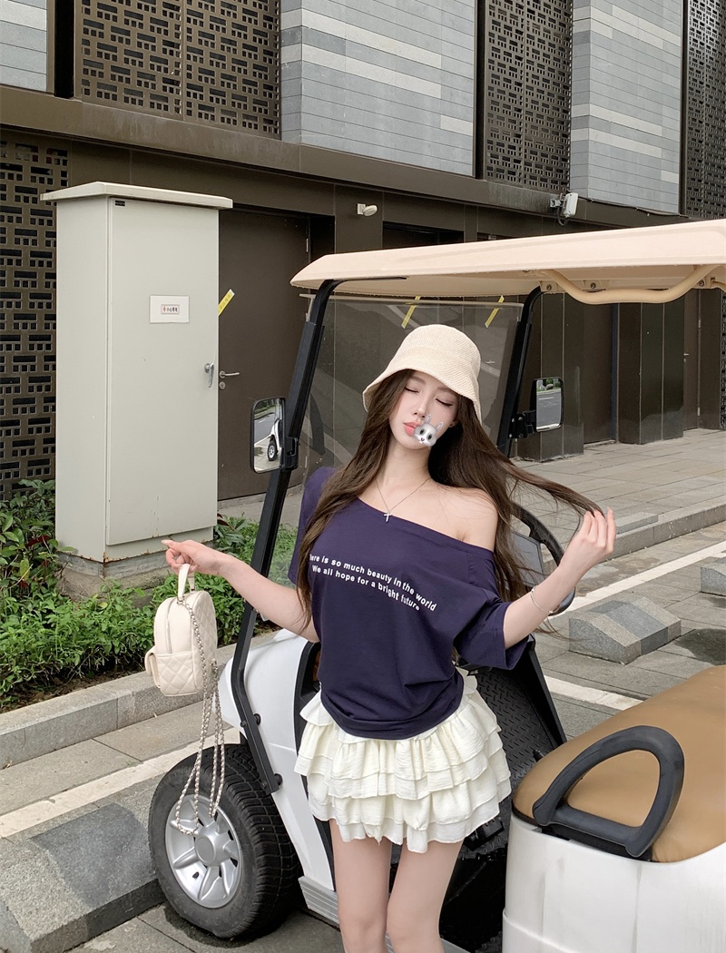 Short sleeve printing T-shirt letters tops for women