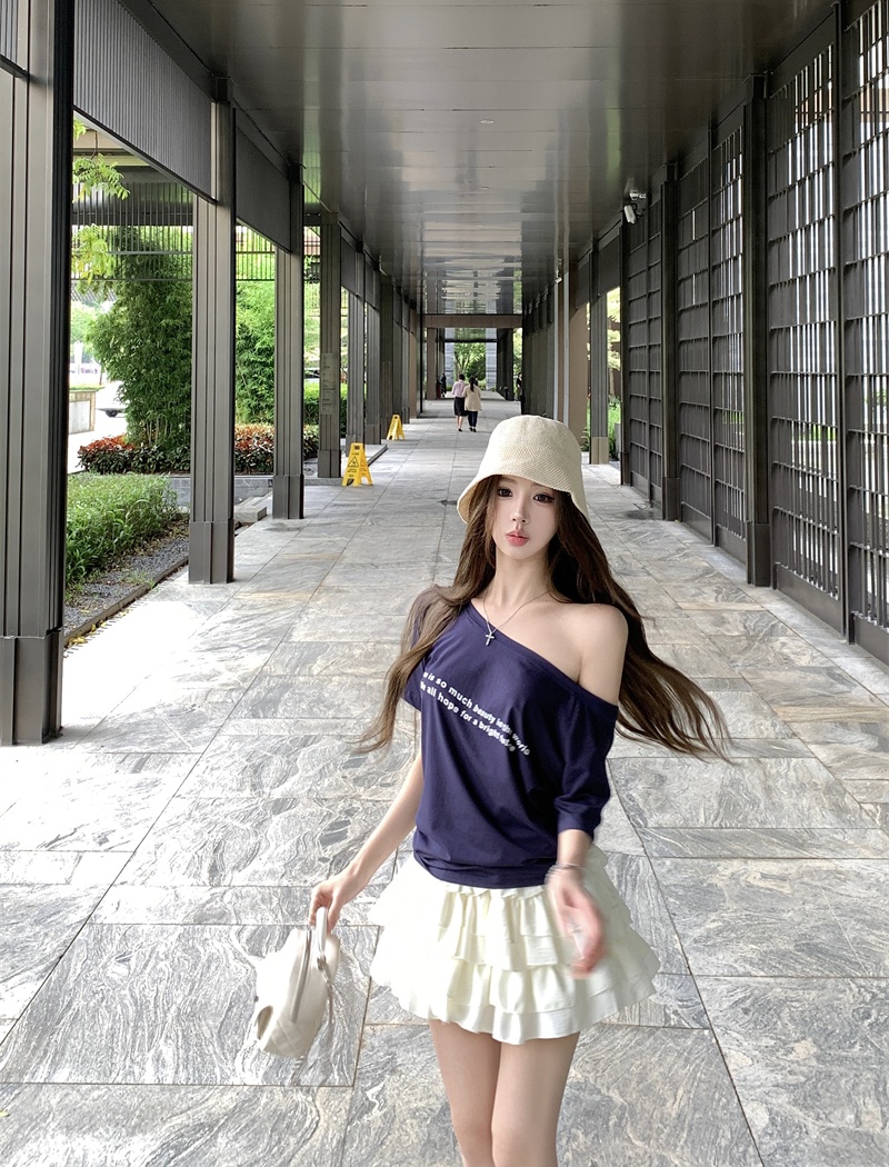 Short sleeve printing T-shirt letters tops for women