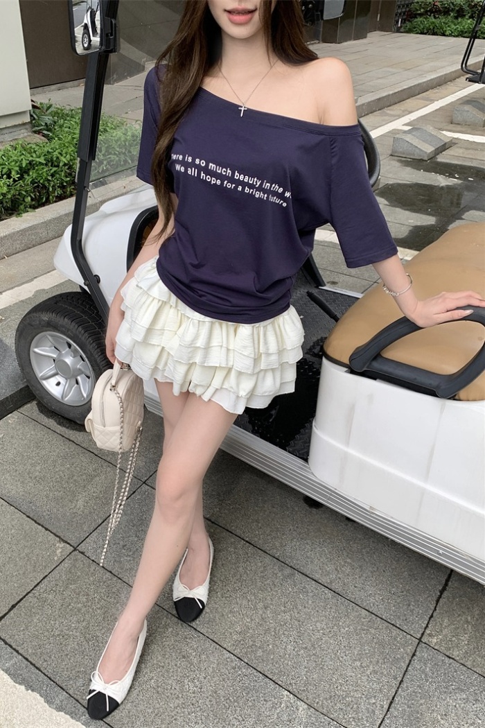 Short sleeve printing T-shirt letters tops for women