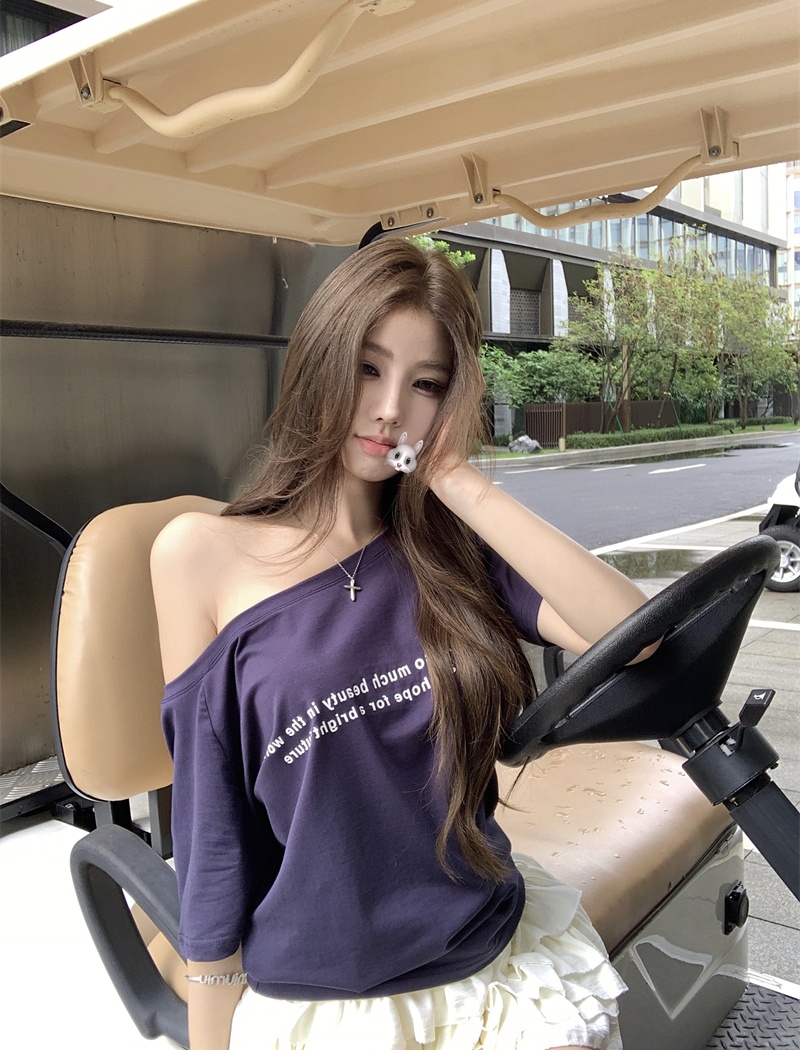 Short sleeve printing T-shirt letters tops for women