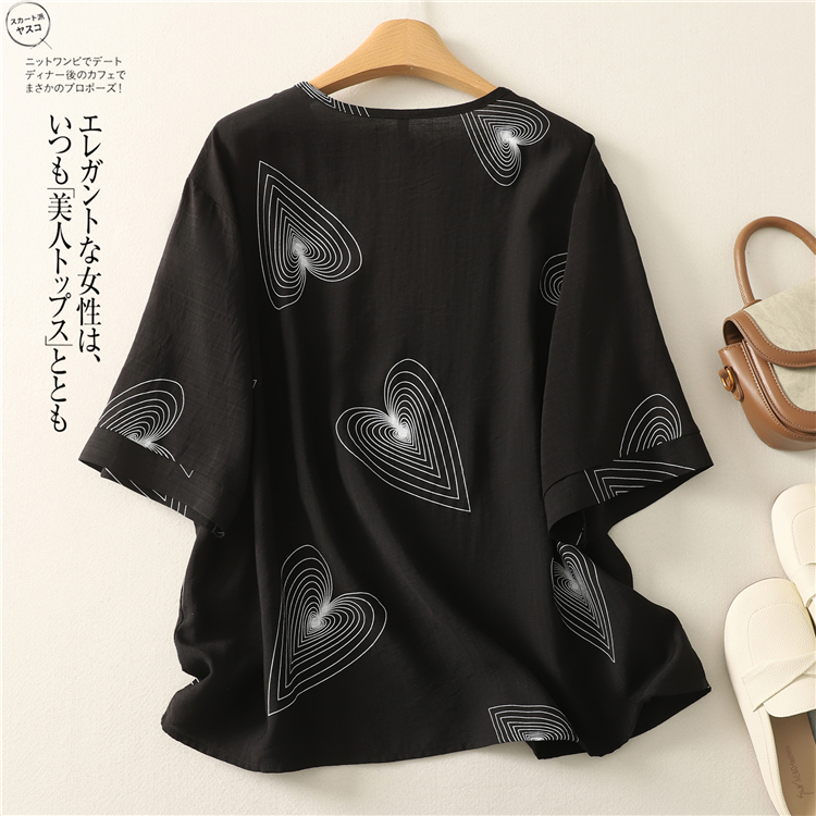 All-match printing T-shirt Korean style round neck tops