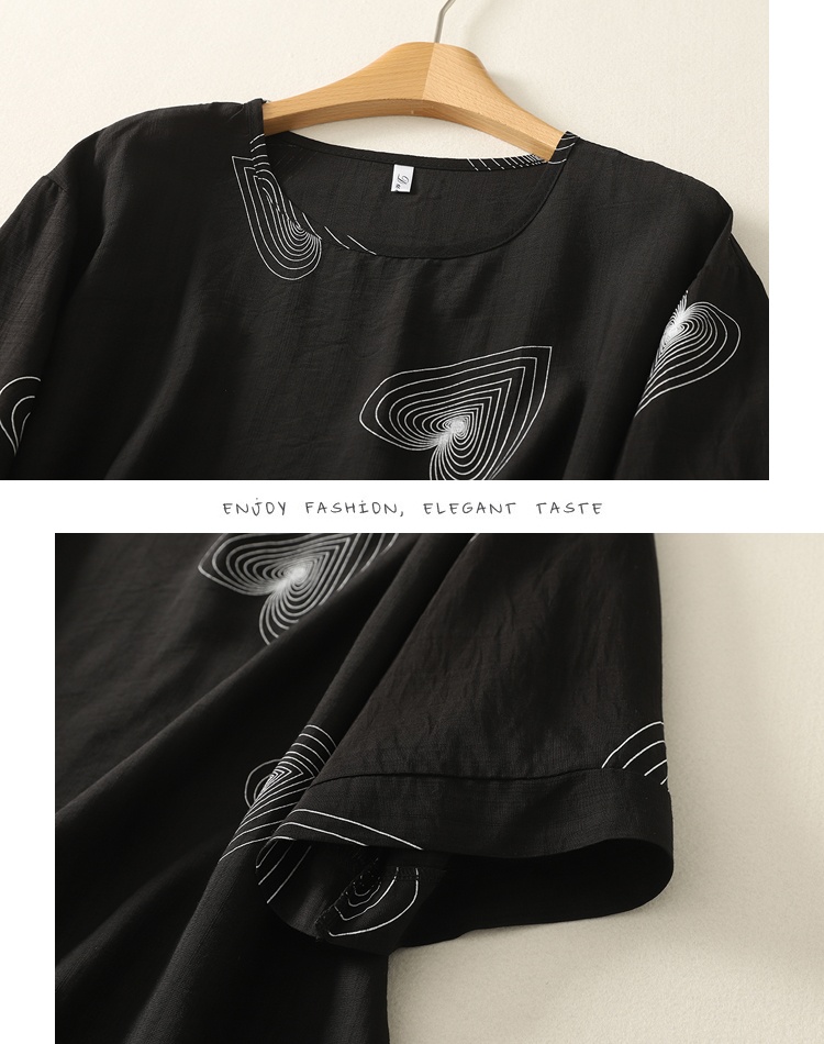 All-match printing T-shirt Korean style round neck tops