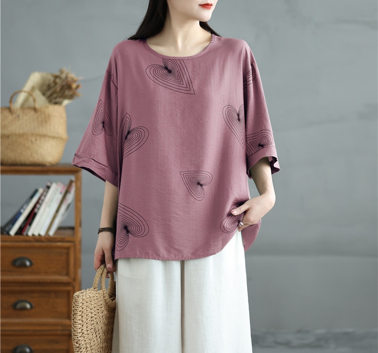 All-match printing T-shirt Korean style round neck tops
