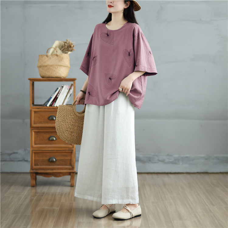 All-match printing T-shirt Korean style round neck tops