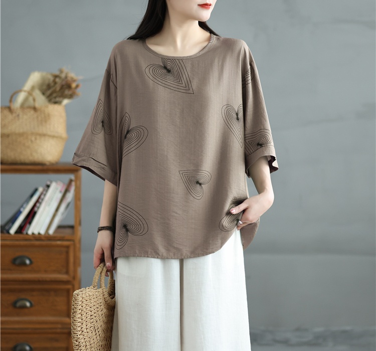 All-match printing T-shirt Korean style round neck tops