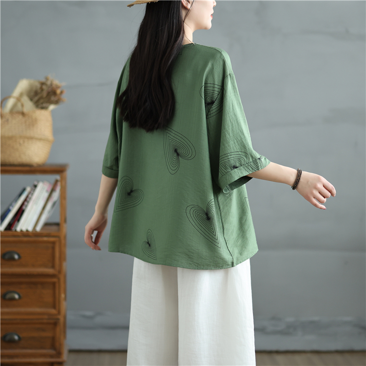 All-match printing T-shirt Korean style round neck tops