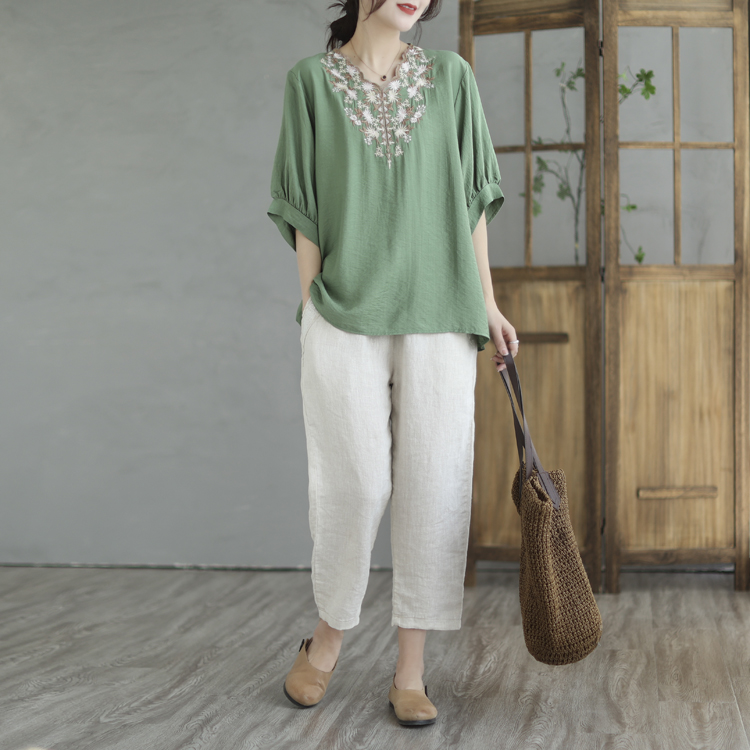 Large yard summer T-shirt short sleeve tops for women