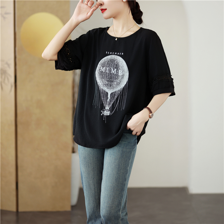 Round neck Korean style T-shirt loose all-match tops