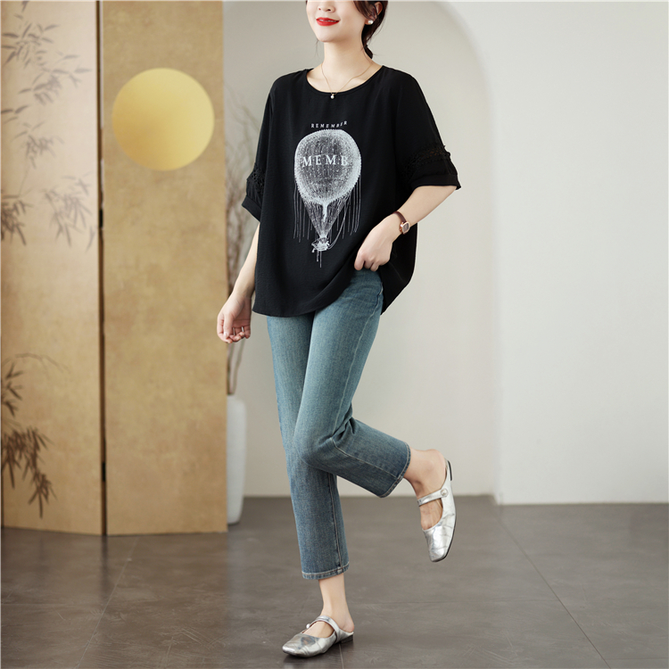 Round neck Korean style T-shirt loose all-match tops