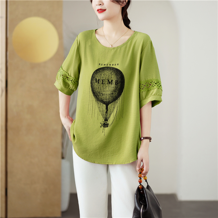 Round neck Korean style T-shirt loose all-match tops