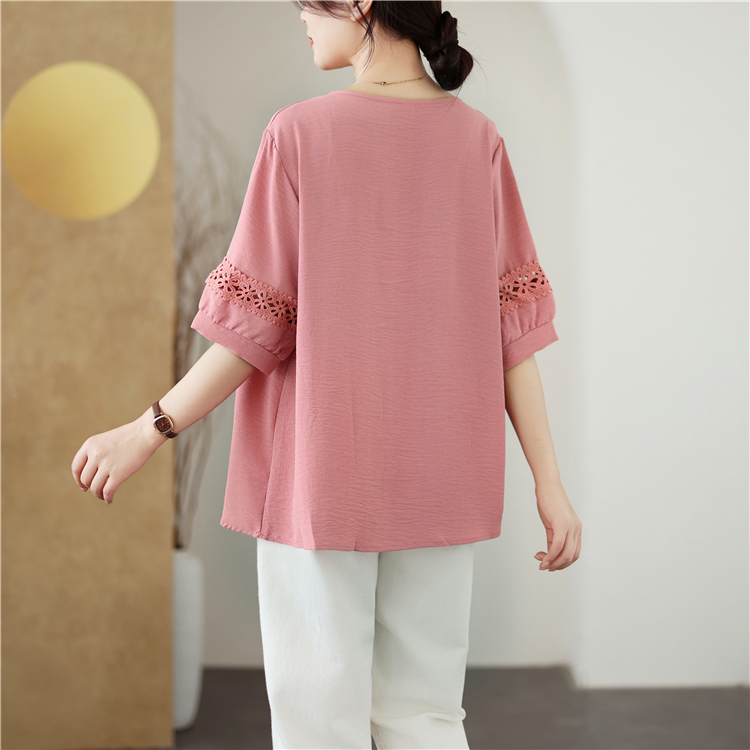 Round neck Korean style T-shirt loose all-match tops