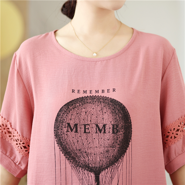 Round neck Korean style T-shirt loose all-match tops