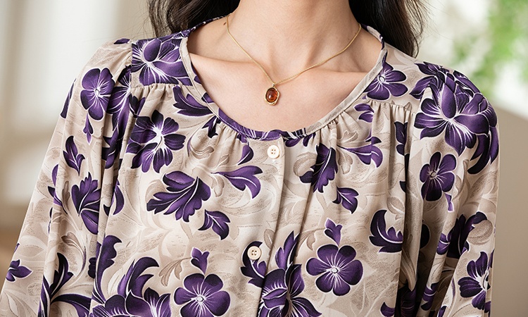 Art large yard round neck summer shirt for women