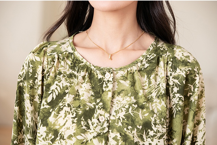 Floral printing chiffon shirt slim long sleeve small shirt