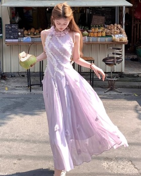 Stereoscopic colors halter temperament tender dress