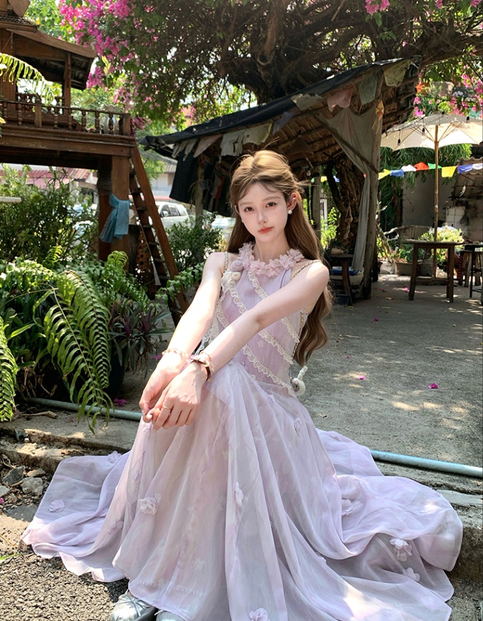 Stereoscopic colors halter temperament tender dress