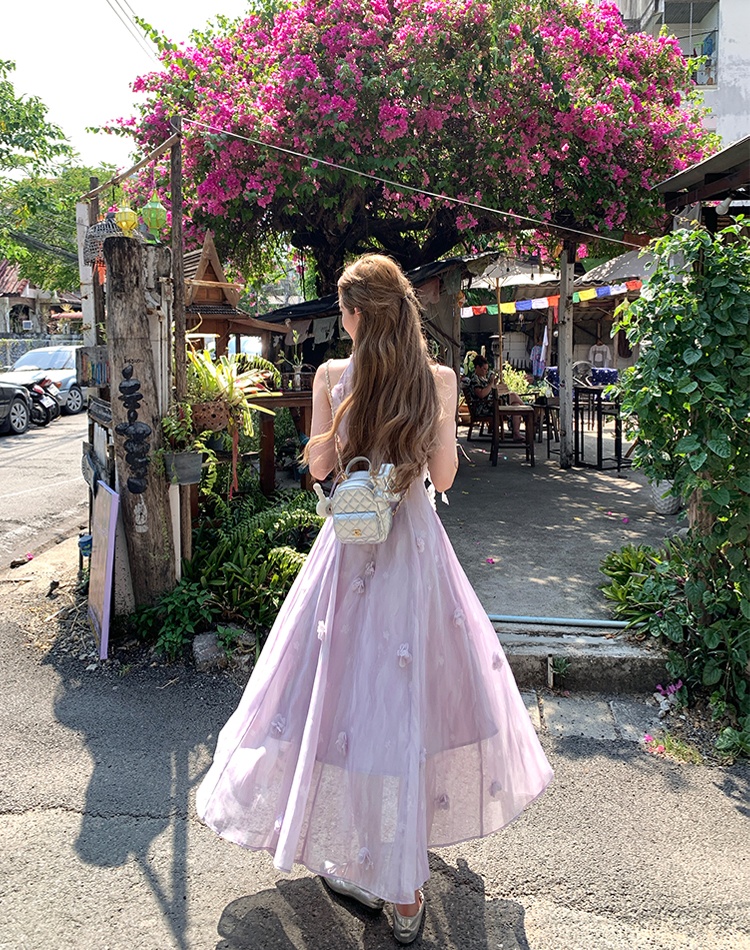 Stereoscopic colors halter temperament tender dress