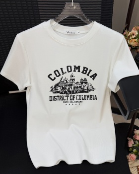 White Western style T-shirt short sleeve tops for women