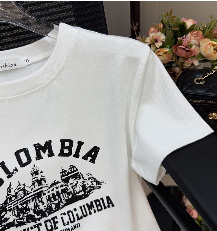 White Western style T-shirt short sleeve tops for women