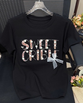 Fashion embroidery T-shirt loose summer tops for women