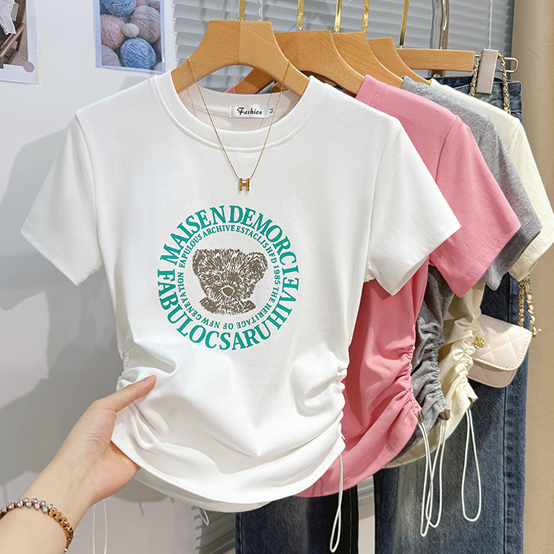 Korean style printing letters T-shirt for women