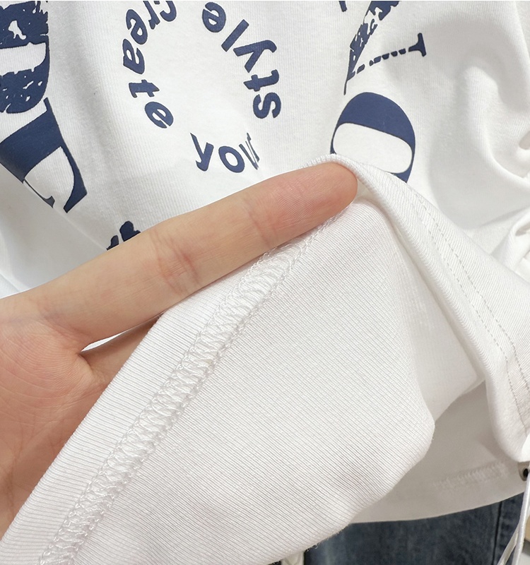 Western style drawstring tops summer T-shirt for women