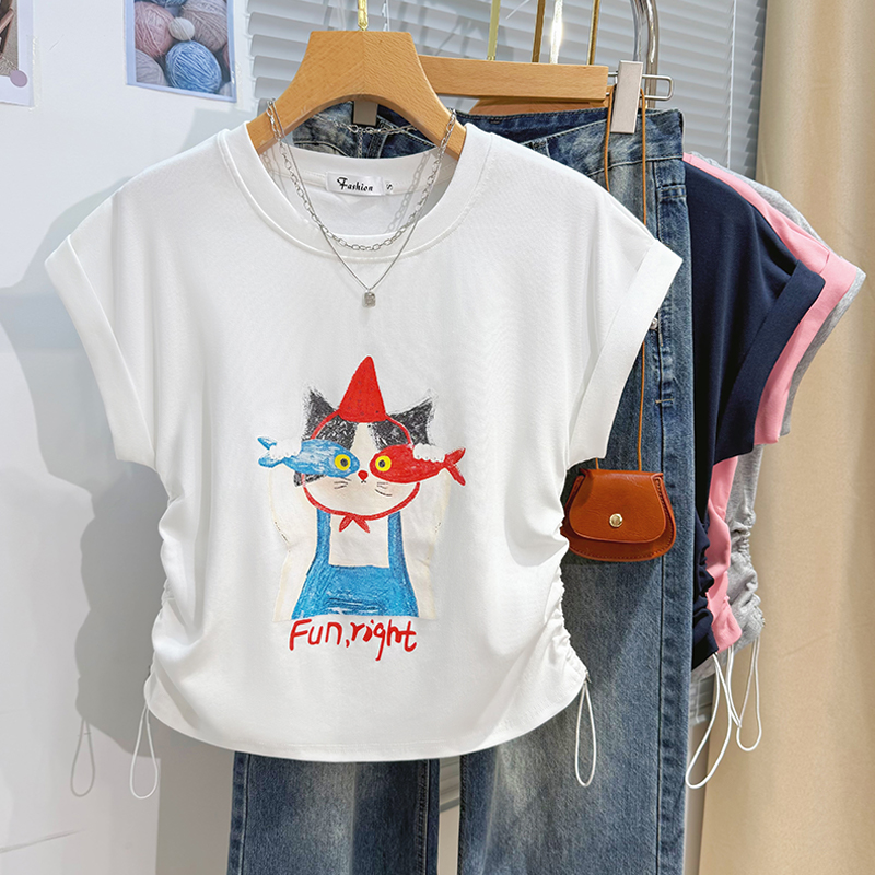Short sleeve summer T-shirt printing tops for women