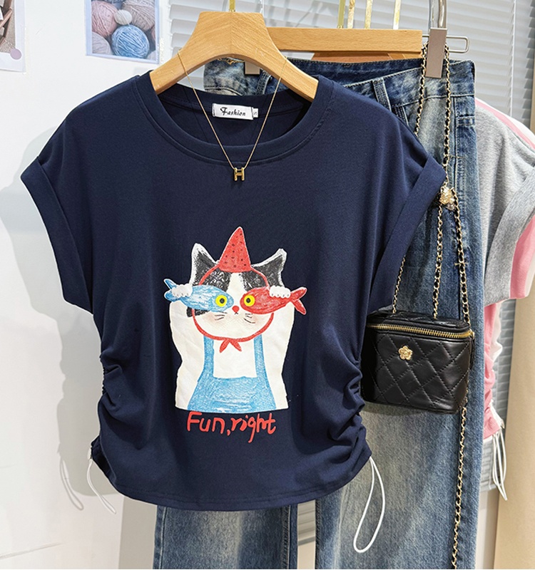 Short sleeve summer T-shirt printing tops for women