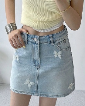All-match denim butterfly skirt summer A-line short skirt