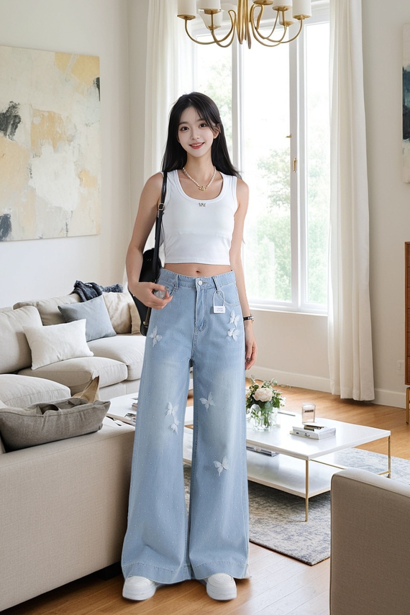 Mopping wide leg pants jeans for women