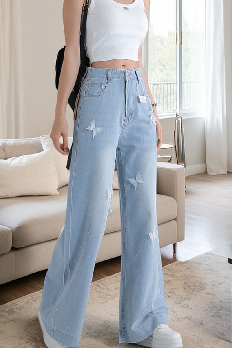 Mopping wide leg pants jeans for women