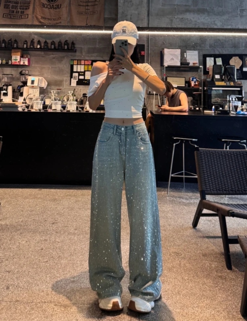 Wide leg summer denim long pants