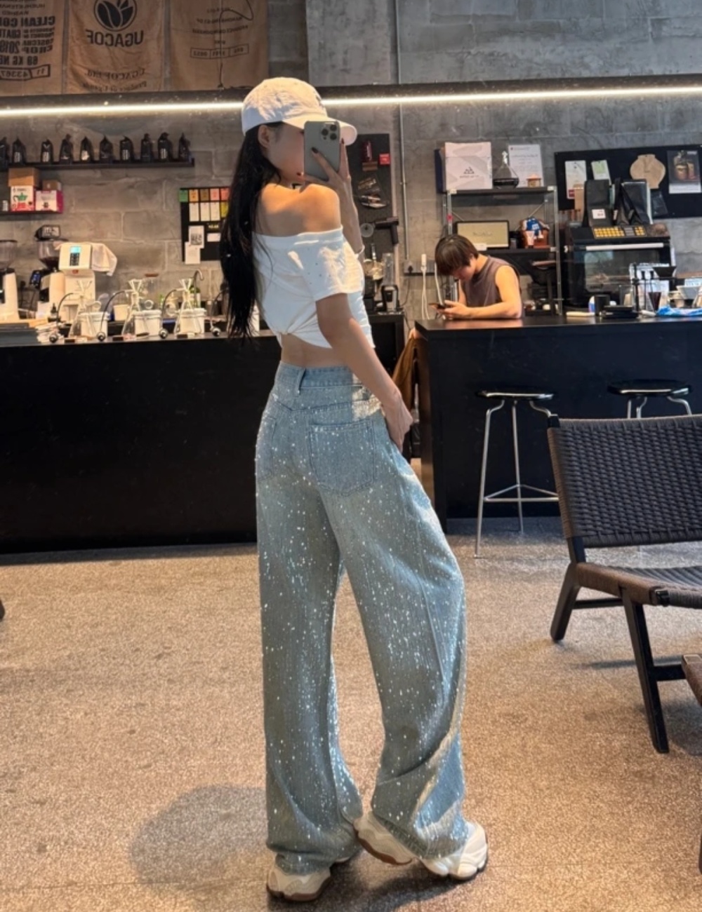 Wide leg summer denim long pants