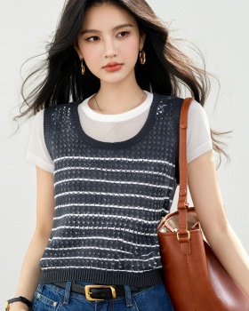 Pseudo-two slim loose tops niche all-match waistcoat for women