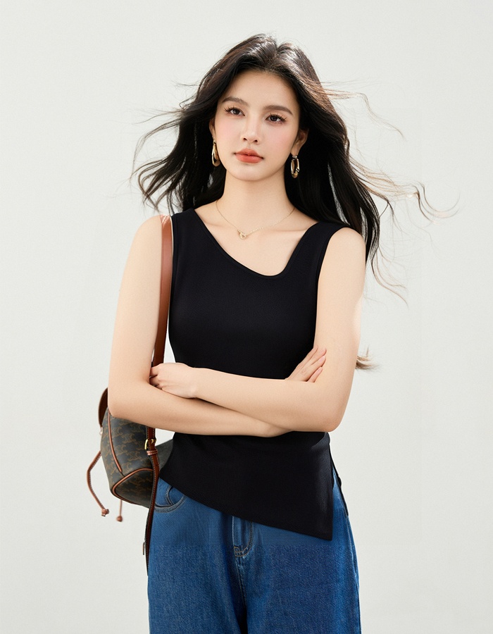 Knitted sling vest slim irregular tops for women