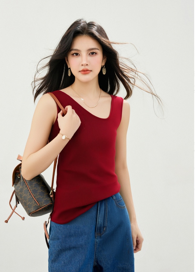 Knitted sling vest slim irregular tops for women