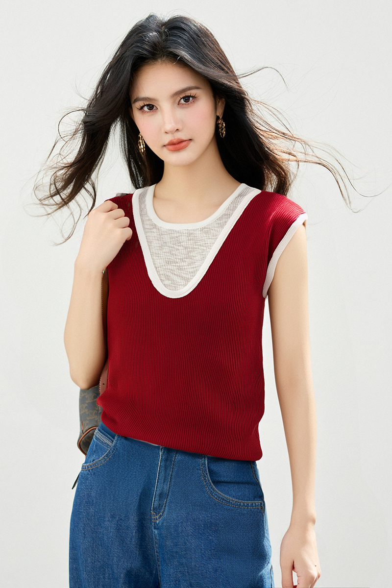 Mixed colors sleeveless sling bottoming tops
