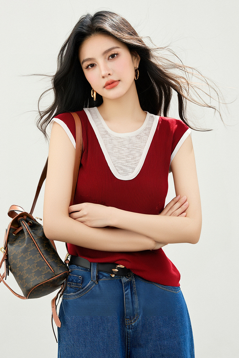 Mixed colors sleeveless sling bottoming tops