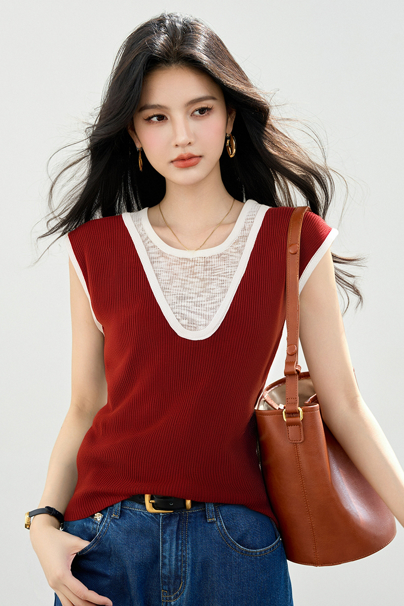 Mixed colors sleeveless sling bottoming tops