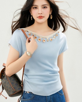 Repair waist niche cross small shirt summer slim T-shirt