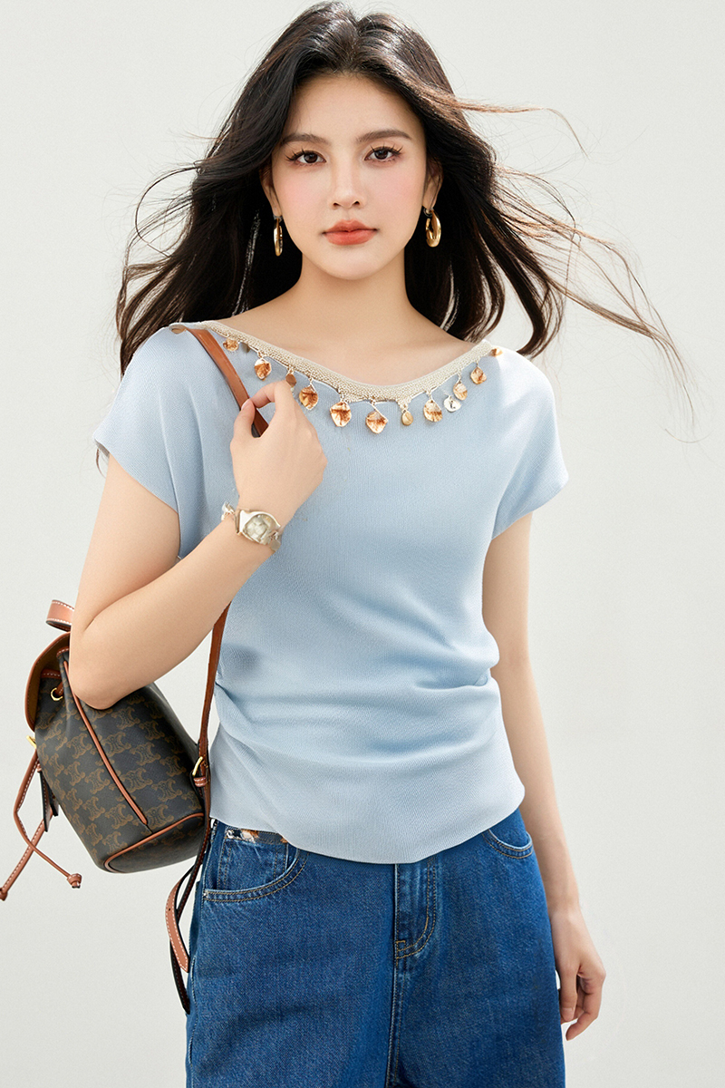 Repair waist niche cross small shirt summer slim T-shirt