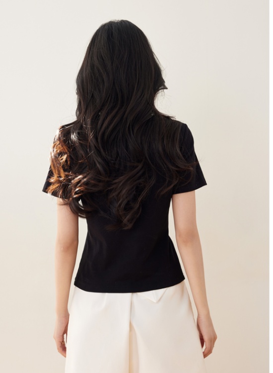 Printing all-match T-shirt bow summer tops
