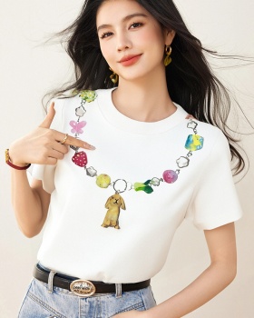 Thin round neck necklace slim short bottoming shirt