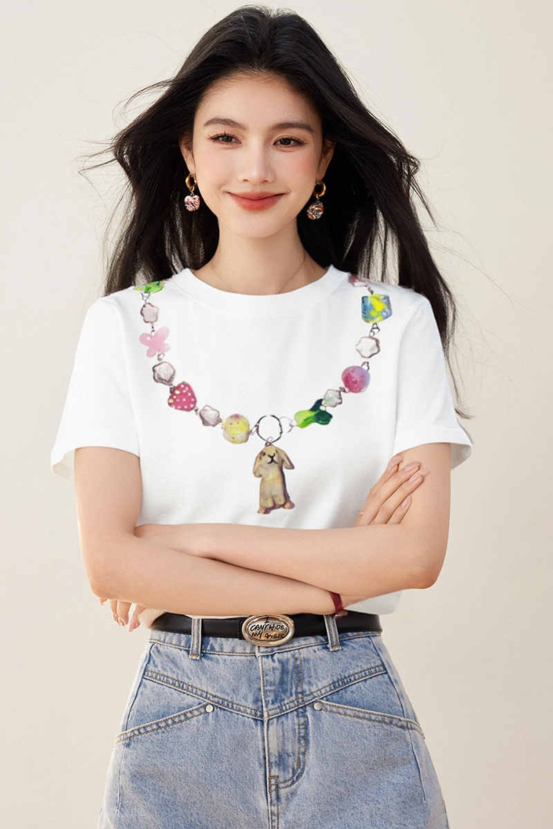 Thin round neck necklace slim short bottoming shirt