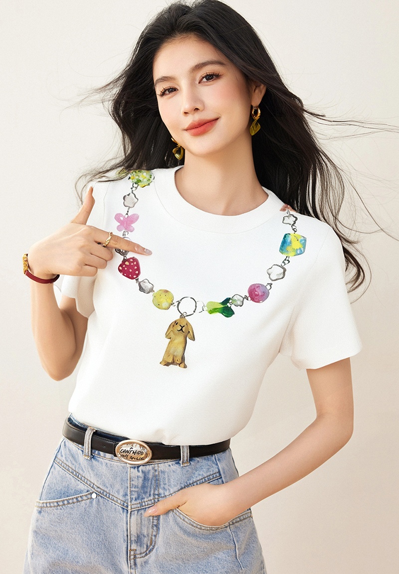 Thin round neck necklace slim short bottoming shirt