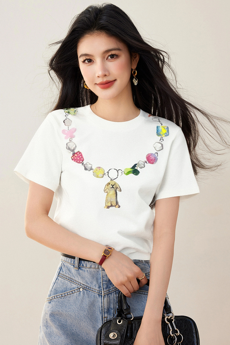 Thin round neck necklace slim short bottoming shirt